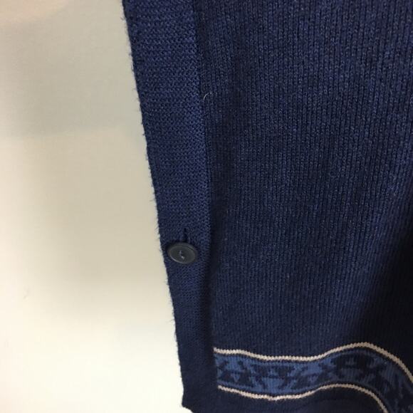 J Jill Navy Southwest Print Drop Sleeve Sweater Medium - Picture 4 of 8